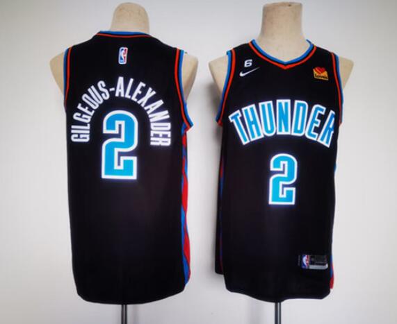 Men's Oklahoma City Thunder Active Custom Black With NO.6 Patch Stitched Basketball Jersey