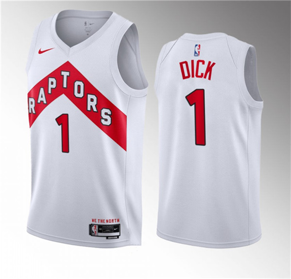 Men's Toronto Raptors #1 Gradey Dick White 2023 Draft Association Edition Stitched Basketball Jersey