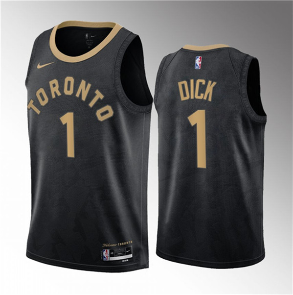 Men's Toronto Raptors #1 Gradey Dick Black 2023 Draft City Edition Stitched Basketball Jersey