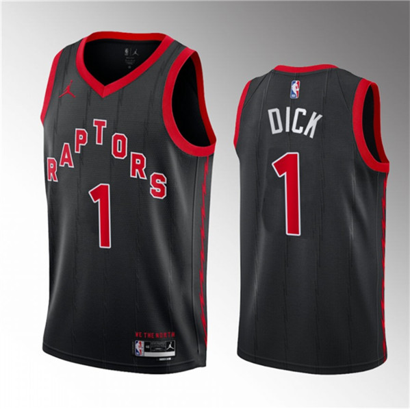 Men's Toronto Raptors #1 Gradey Dick Black 2023 Draft Statement Edition Stitched Basketball Jersey