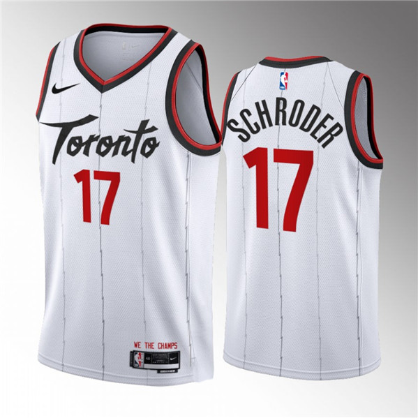 Men's Toronto Raptors #17 Dennis Schroder White 2023/24 Association Edition Stitched Basketball Jersey