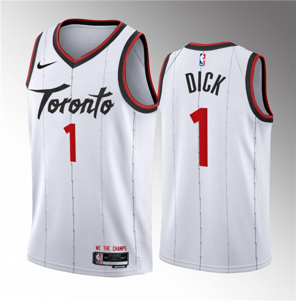 Men's Toronto Raptors #1 Gradey Dick White 2023/24 Association Edition Stitched Basketball Jersey