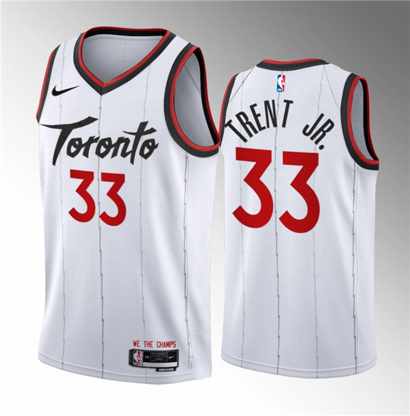 Men's Toronto Raptors #33 Gary Trent Jr. White 2023/24 Association Edition Stitched Basketball Jersey