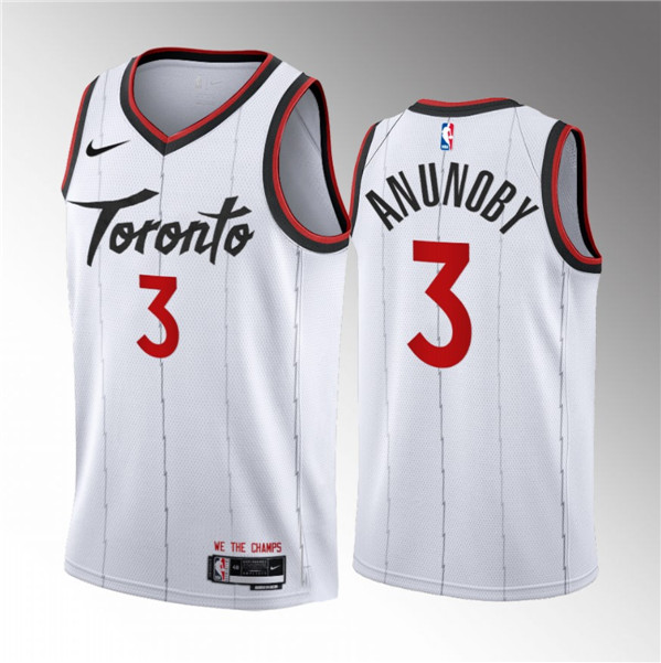 Men's Toronto Raptors #3 O.G. Anunoby White 2023/24 Association Edition Stitched Basketball Jersey