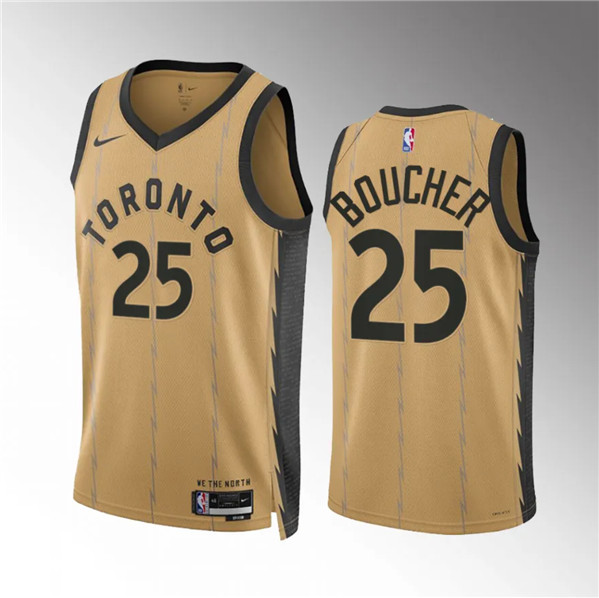 Men's Toronto Raptors #25 Chris Boucher Gold 2023/24 City Edition Stitched Basketball Jersey