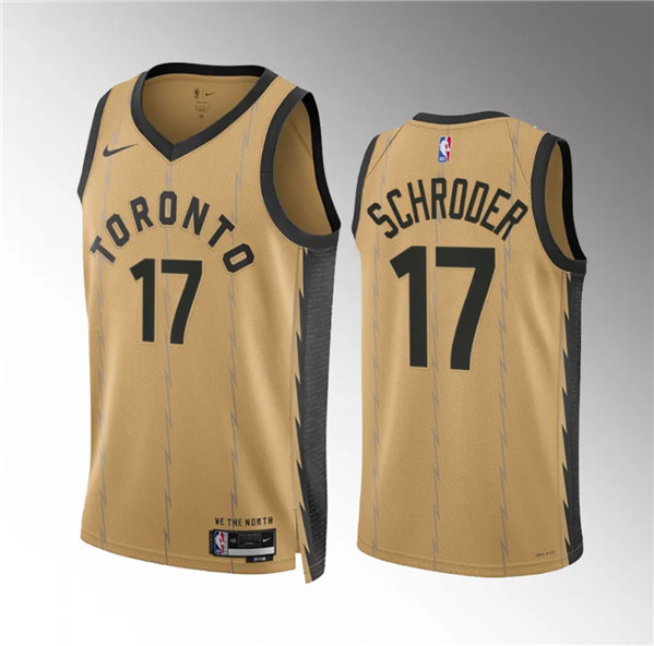 Men's Toronto Raptors #17 Dennis Schroder Gold 2023/24 City Edition Stitched Basketball Jersey