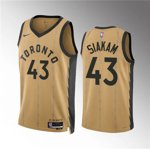 Men's Toronto Raptors #43 Pascal Siakam Gold 2023/24 City Edition Stitched Basketball Jersey