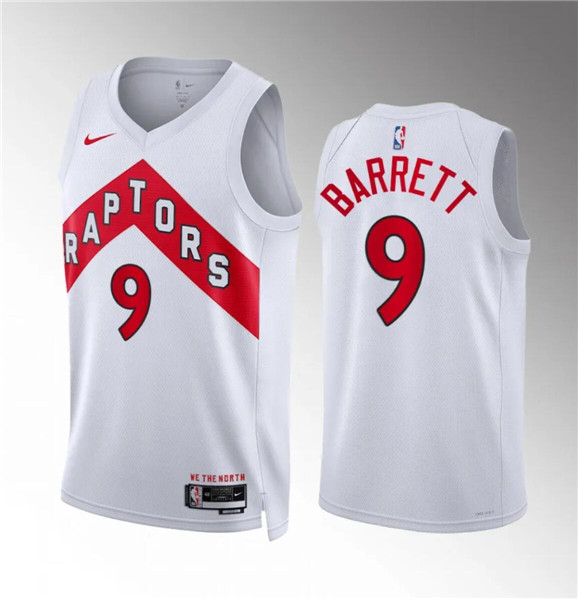 Men's Toronto Raptors #9 RJ Barrett White Association Edition Stitched Basketball Jersey