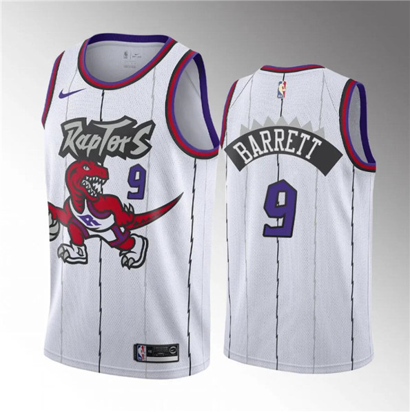 Men's Toronto Raptors #9 RJ Barrett White Classic Edition Stitched Basketball Jersey