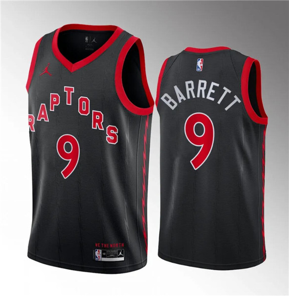 Men's Toronto Raptors #9 RJ Barrett Black Statement Edition Stitched Basketball Jersey