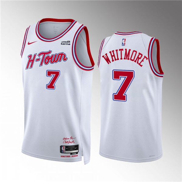 Men's Houston Rockets #7 Cam Whitmore White 2023/24 City Edition Stitched Jersey