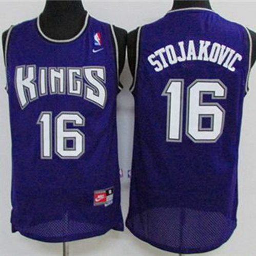 Kings #16 Peja Stojakovic Purple Throwback Stitched NBA Jersey