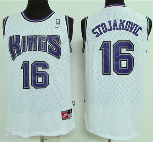 Kings #16 Peja Stojakovic White Throwback Stitched NBA Jersey