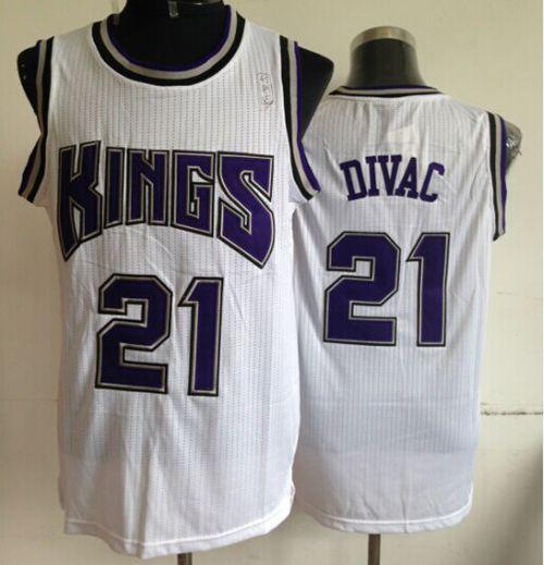 Kings #21 Vlade Divac White Throwback Stitched NBA Jersey