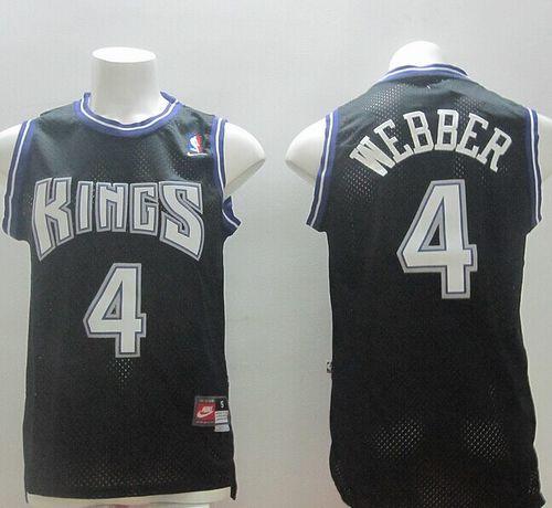 Kings #4 Chris Webber Black Throwback Stitched NBA Jersey
