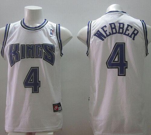 Kings #4 Chris Webber White Home Throwback Stitched NBA Jersey