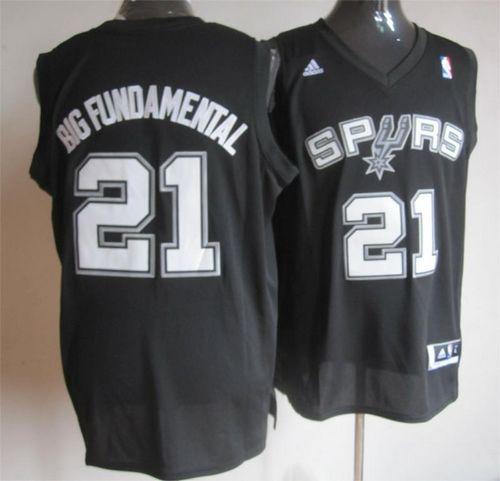 Spurs #21 Tim Duncan Black Big Fundamental Stitched NBA Jersey