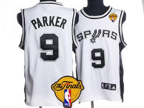 Spurs #9 Tony Parker Stitched White Finals Patch NBA Jersey