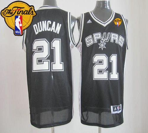 Revolution 30 Spurs #21 Tim Duncan Black Finals Patch Stitched NBA Jersey