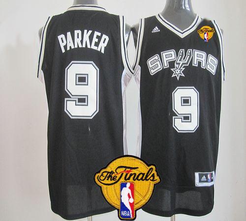 Revolution 30 Spurs #9 Tony Parker Black Finals Patch Stitched NBA Jersey