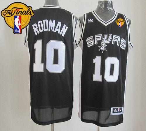 Spurs #10 Dennis Rodman Black Finals Patch Revolution 30 Stitched NBA Jersey