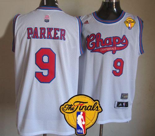 Spurs #9 Tony Parker White ABA Hardwood Classic Finals Patch Stitched NBA Jersey
