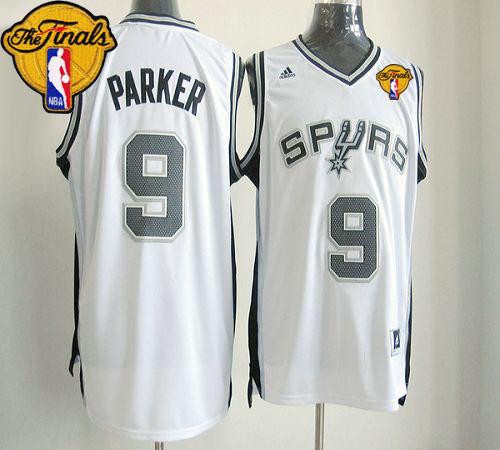 New Revolution 30 Spurs #9 Tony Parker White Finals Patch Stitched NBA Jersey