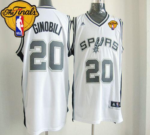 New Revolution 30 Spurs #20 Manu Ginobili White Finals Patch Stitched NBA Jersey
