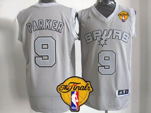 Spurs #9 Tony Parker Grey Big Color Fashion Finals Patch Stitched NBA Jersey