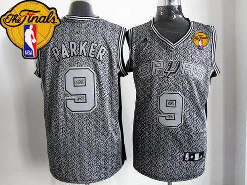 Spurs #9 Tony Parker Grey Static Fashion Finals Patch Stitched NBA Jersey