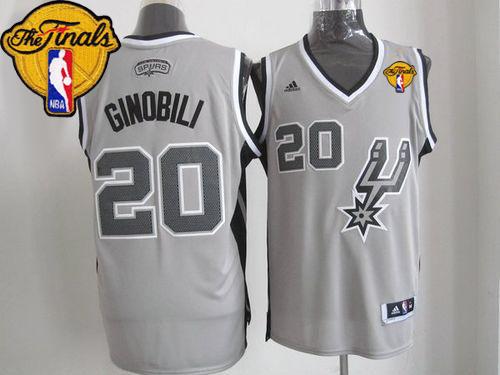 Spurs #20 Manu Ginobili Grey Alternate Finals Patch Stitched NBA Jersey