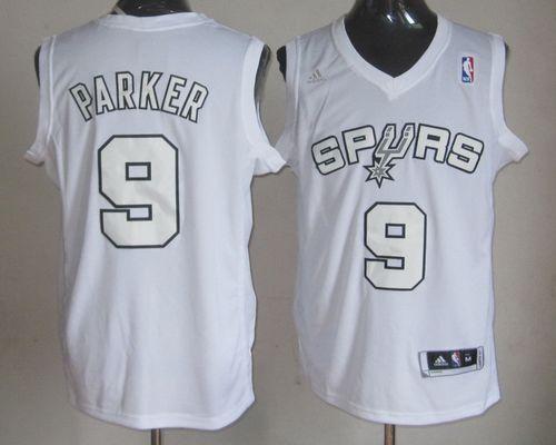 Spurs #9 Tony Parker White Winter On-Court Stitched NBA Jersey