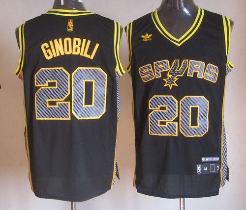 Spurs #20 Manu Ginobili Black Electricity Fashion Stitched NBA Jersey