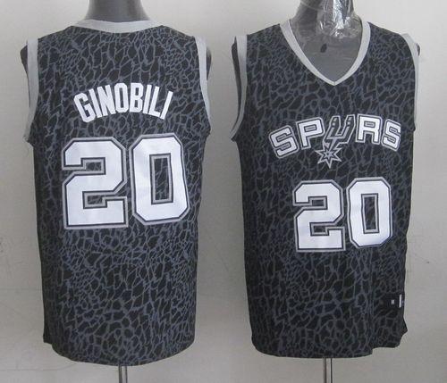 Spurs #20 Manu Ginobili Black Crazy Light Stitched NBA Jersey