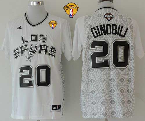 Spurs #20 Manu Ginobili White New Latin Nights Finals Patch Stitched NBA Jersey