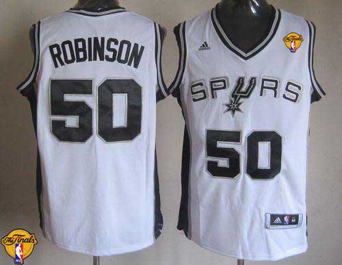 Revolution 30 Spurs #50 David Robinson White Finals Patch Stitched NBA Jersey