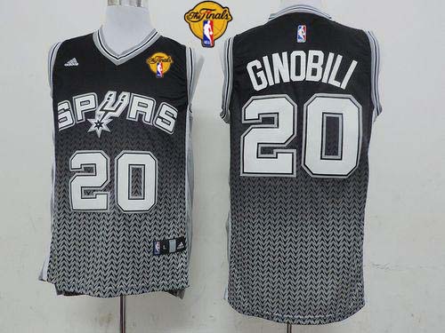 Spurs #20 Manu Ginobili Black Resonate Fashion Swingman Finals Patch Stitched NBA Jersey