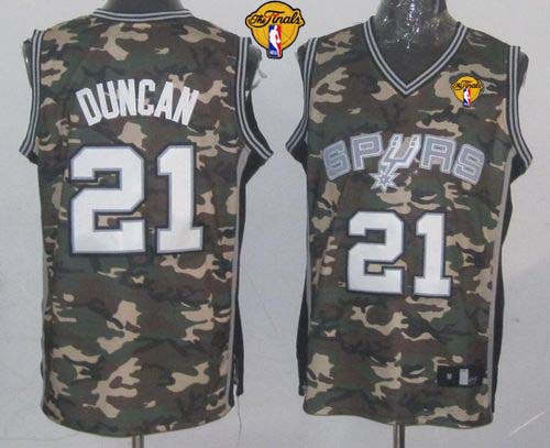 Spurs #21 Tim Duncan Camo Stealth Collection Finals Patch Stitched NBA Jersey