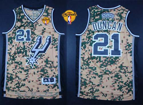 Spurs #21 Tim Duncan Camo Finals Patch Stitched NBA Jersey