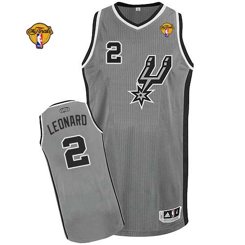 Spurs #2 Kawhi Leonard Grey Alternate Finals Patch Stitched NBA Jersey