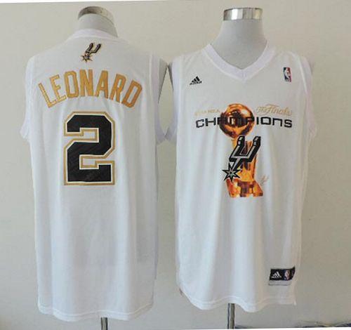 Spurs #2 Kawhi Leonard White 2014 NBA Finals Champions Stitched NBA Jersey