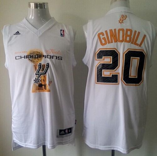 Spurs #20 Manu Ginobili White 2014 NBA Finals Champions Stitched NBA Jersey