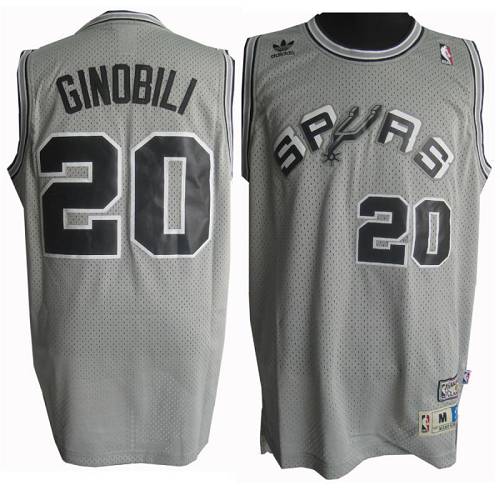 Spurs #20 Manu Ginobili Grey Throwback Stitched NBA Jersey