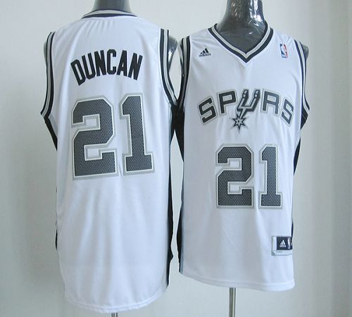 New Revolution 30 Spurs #21 Tim Duncan White Stitched NBA Jersey