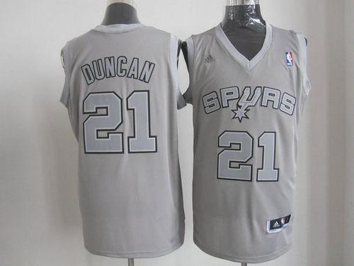 Spurs #21 Tim Duncan Grey Big Color Fashion Stitched NBA Jersey