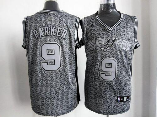 Spurs #9 Tony Parker Grey Static Fashion Stitched NBA Jersey