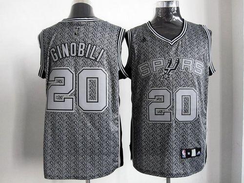 Spurs #20 Manu Ginobili Grey Static Fashion Stitched NBA Jersey