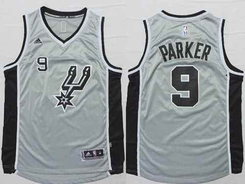 Spurs #9 Tony Parker Grey Alternate Stitched NBA Jersey