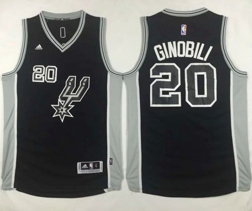 Spurs #20 Manu Ginobili Black New Road Stitched NBA Jersey