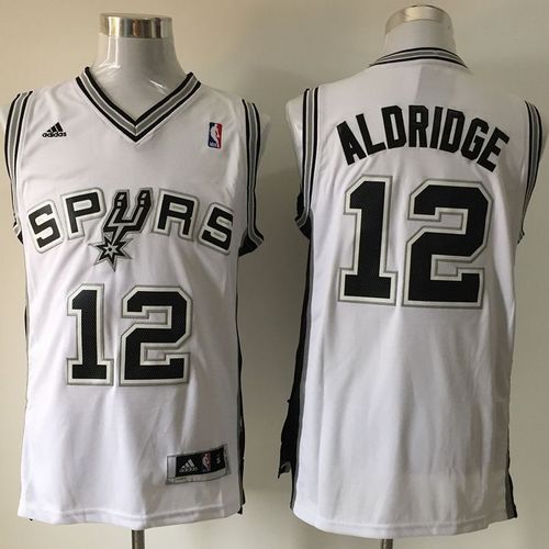 Spurs #12 LaMarcus Aldridge White Home Stitched NBA Jersey